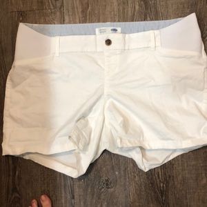 White maternity shorts